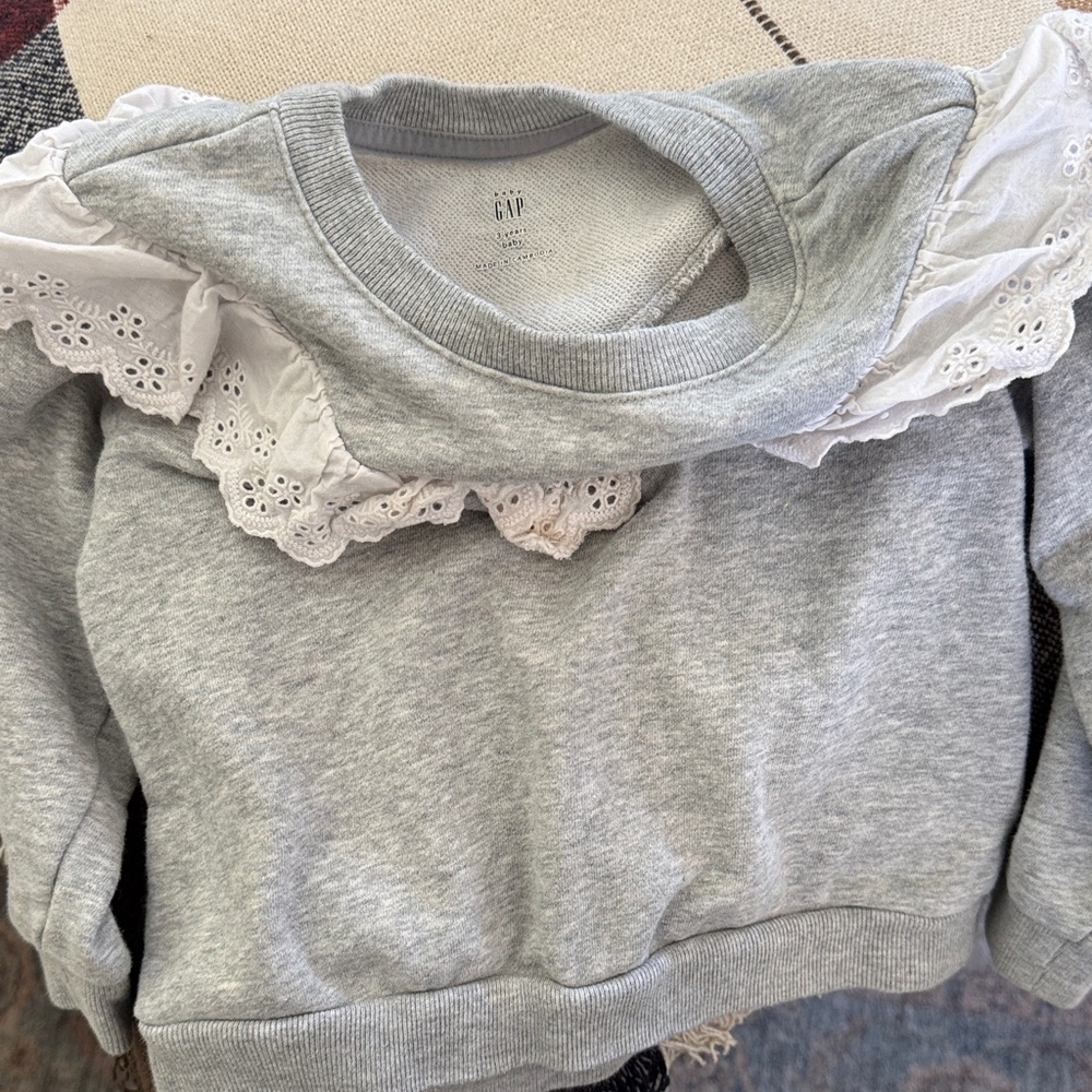 GAP Gray Sweatshirt with White Eyelet Detail